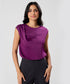 Side Detailed Satin Top-Purple